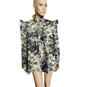 Tuckernuck Noir Cipress Toile Tate Blouse Button Down Top Shirt Size XXXL